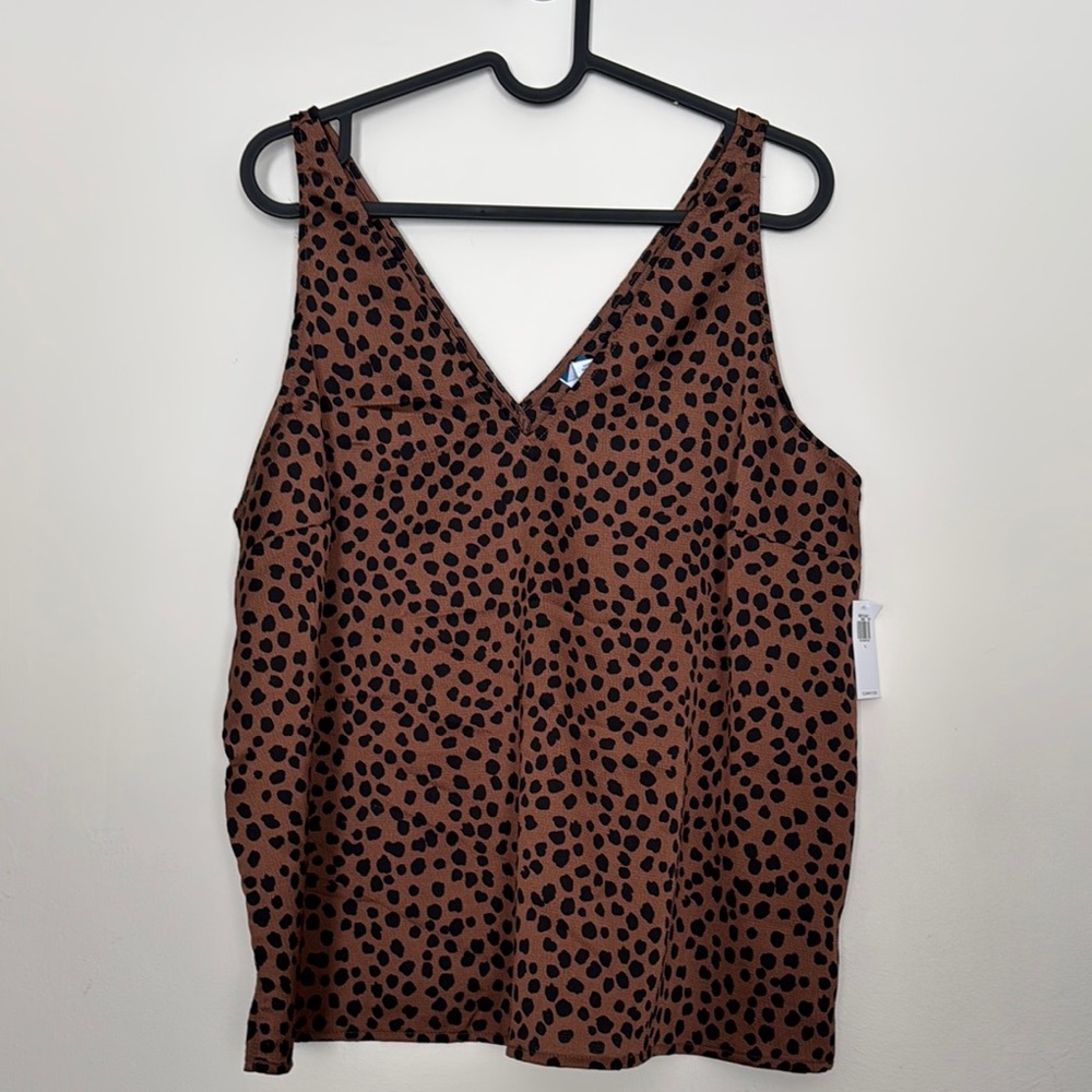 Old Navy Brown and Tan Sleeveless Tank Top with V-Neck